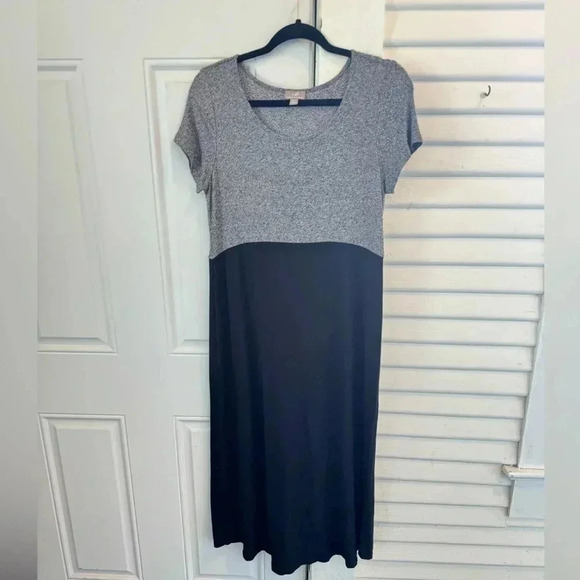 J. Jill Dresses & Skirts - J. Jill Wearever Grey & Black Midi Dress Short Sleeve small petite L29